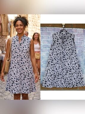 ZURI Kenya Just One Dress in indigo wax print Cotton Button Down Shirtdress XS